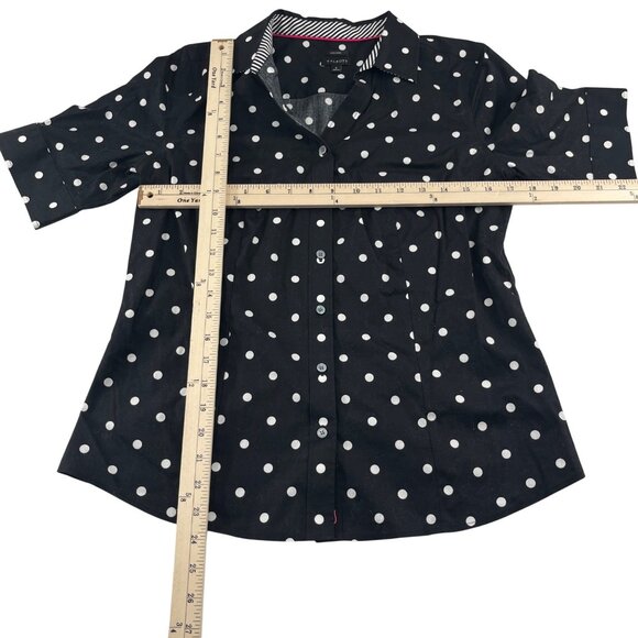 Talbots Womens Non-Iron Black Polka Dot Shirt Size 6 Cotton-Blend - Picture 4 of 5